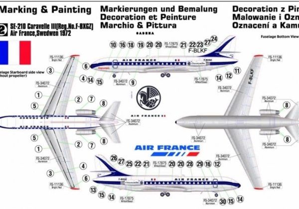 Mistercraft D028 1/144 Se-210 Caravelle Air France - Görsel 2
