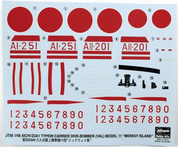 Hasegawa JT56 9056 Aichi D3A1 Type 99 Carrier Dive Bomber - Görsel 4