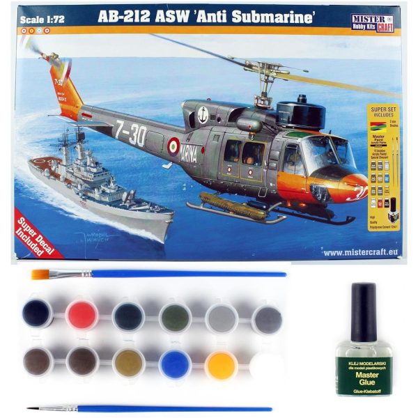 Mistercraft D057ST 1/72 AB-212 ASW Denizaltı Avcı Helikopteri Plastik Model Kiti