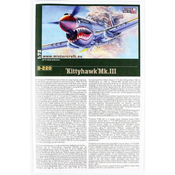 Mistercraft D220ST P-40 K Kittyhawk Mk.III - Görsel 3