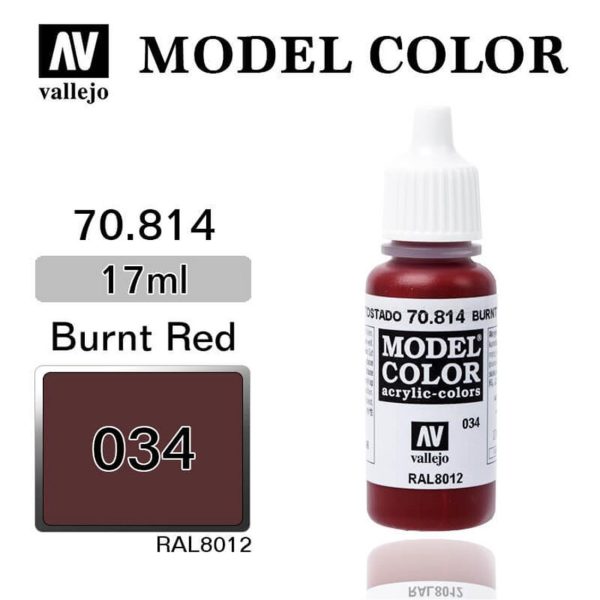 Vallejo 70814 18 ml. (34) Burnt Red-Matt