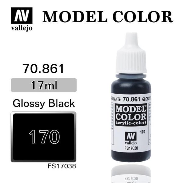 Vallejo 70861 18 ml. (170) Glossy Black-Matt