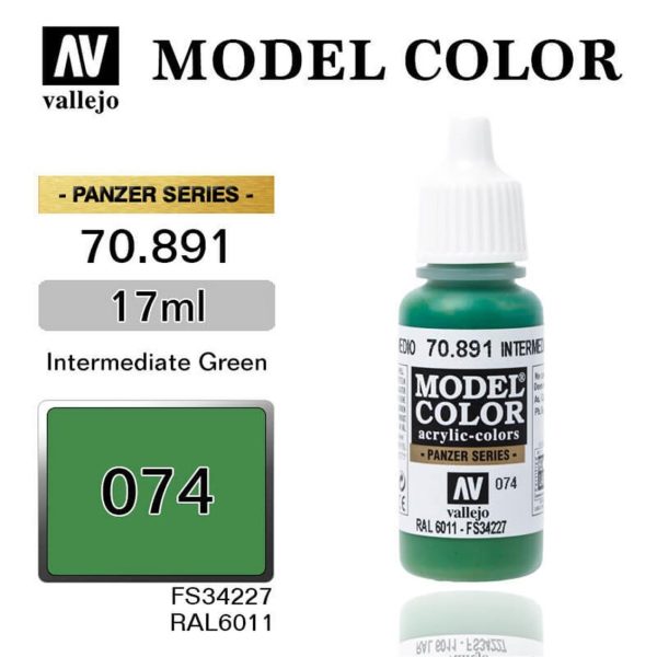 Vallejo 70891 18 ml. (74) Intermediate Green  -Matt