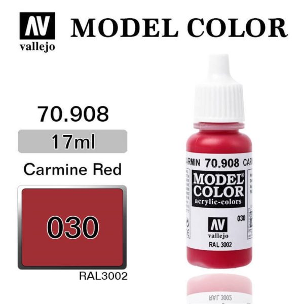 Vallejo 70908 18 ml. (30) Carmine Red-Matt