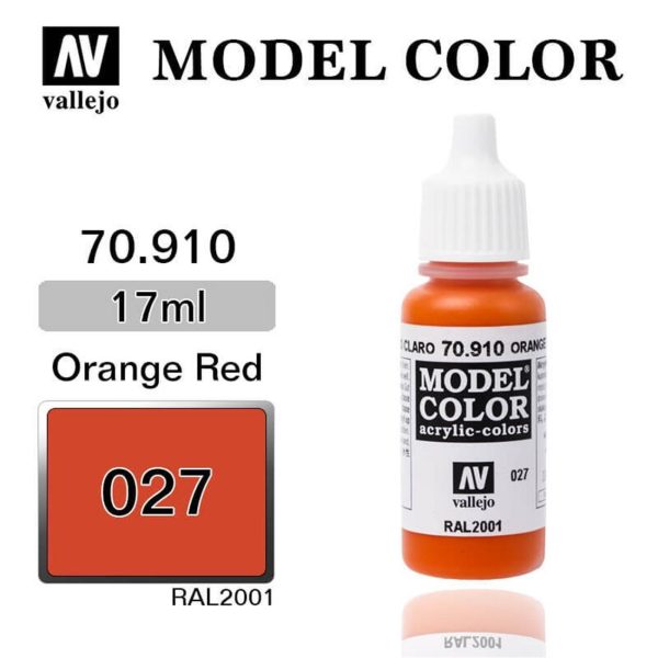 Vallejo 70910 18 ml. (27) Orange Red-Matt