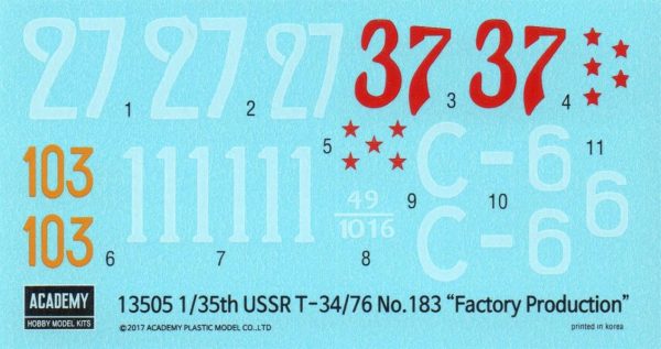 Academy 13505 Sovyet T-34/76 NO.183 Factory Product Tankı - Görsel 5
