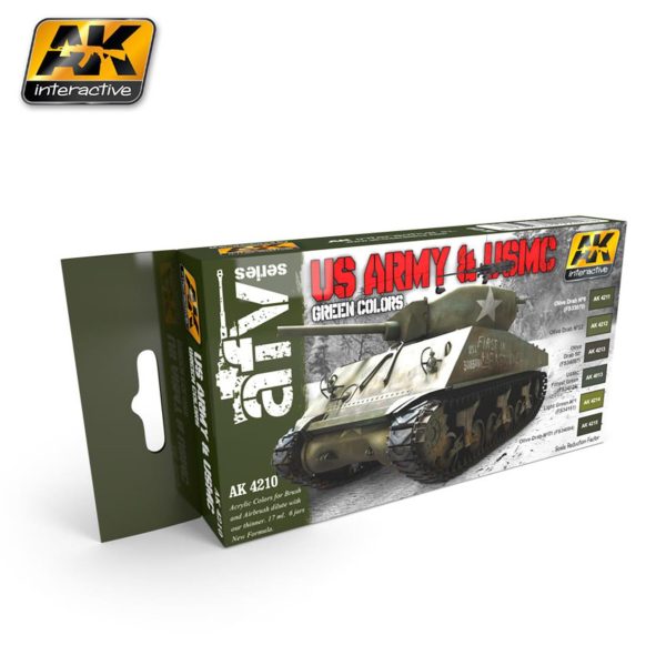 AK 4210 US Army ve USMC Yeşil Tonları Model Boyası Seti 6x17 ml