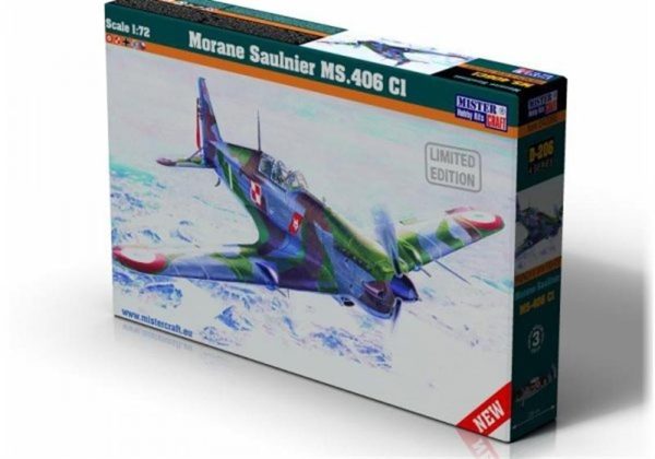 Mistercraft D206 1/72  Morane Saulnier MS.406 CI Savaş Uçağı Plastik Model Kiti