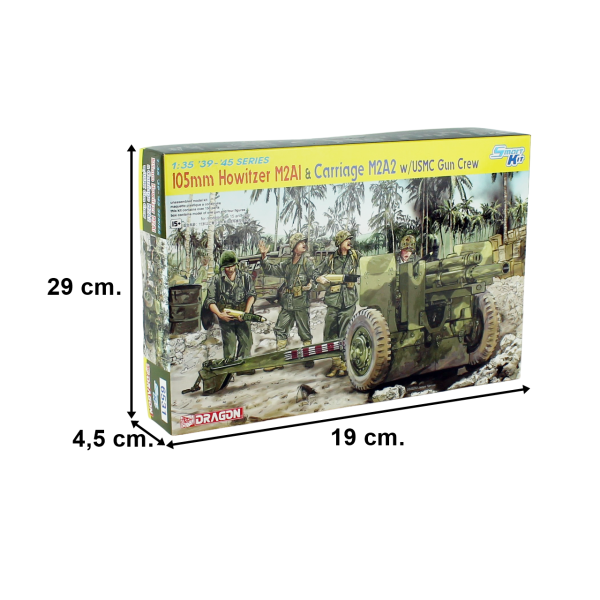 Dragon 6531 1/35 Ölçek,,105mm Howitzer M2A1 Top ve M2A2 Römork ile Mürettebatı, Plastik Model Kiti - Görsel 5