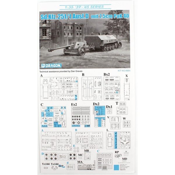 Dragon 6664 1/35 Ölçek, Sd.Kfz.251/1 Ausf.D Personel Taşıyıcı ve 7.5cm PaK 40 Çekili Topu  (2 in 1) Plastik Model Kiti - Görsel 4