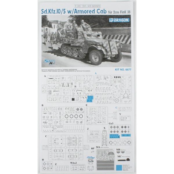 Dragon 6677 Sd.Kfz.10/5 w/Armor Cab fur 2cm FlaK 38 - Görsel 4