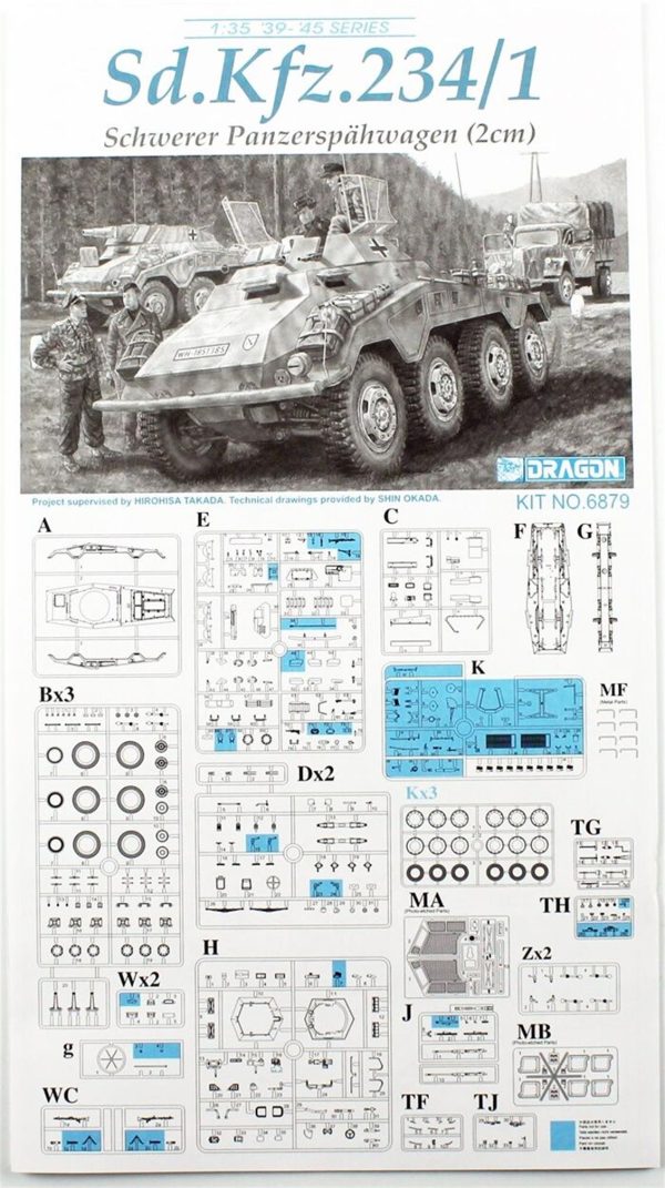 Dragon 6879 1/35 Sd.Kfz.234/1 Ağır Zırhlı Araç Plastik Kiti - Görsel 3
