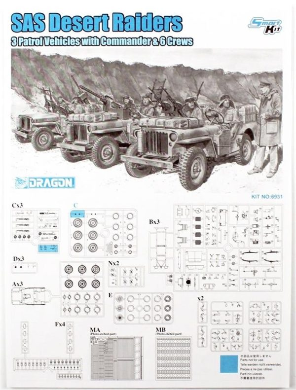 SAS Çöl Komandoları (3 adet) ve Komutanları Plastik Model Kit Seti