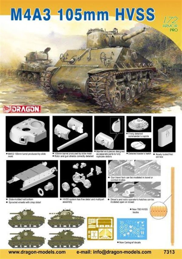 Sherman M4A3 105mm HVSS Tankı Plastik Model Kiti