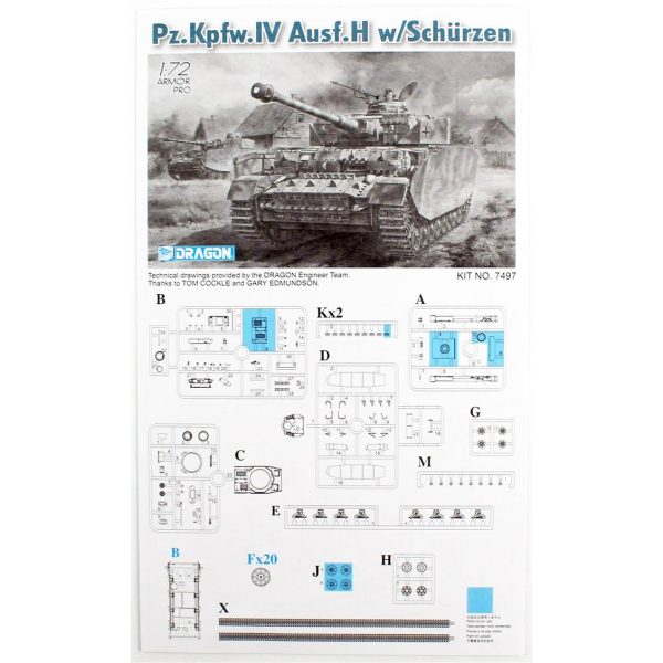 Dragon 7497 1/72 Ölçek, Pz.Kpfw. IV Ausf. H (Extra Zırhlı) Tankı  Plastik Model Kiti - Görsel 3