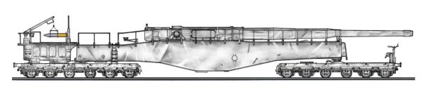 German Railway Gun K5 (E) Leopold Winter Camouflage w/Figure