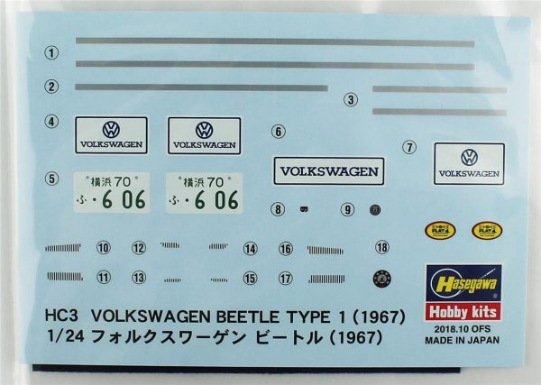 Hasegawa HC03 21203 Volkswagen Beetle 1967 - Görsel 8