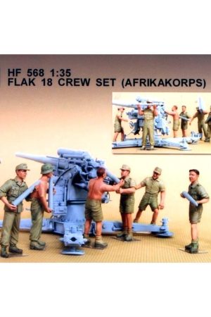 Hobby Fan HF568 1/35 Flak18 Africa Corps. 8 Adet RESIN Figür Seti