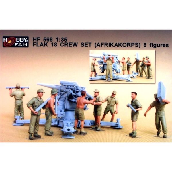 Hobby Fan HF568 1/35 Flak18 Africa Corps. 8 Adet RESIN Figür Seti