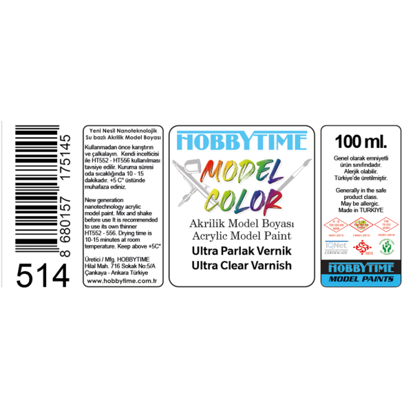 Hobbytime 514 100 ml. Ultra Parlak Vernik (Ultra Clear Varnish) - Görsel 2