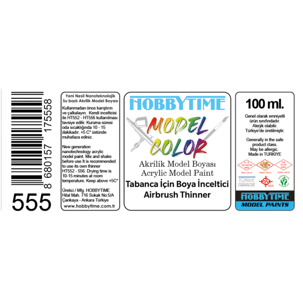 Hobbytime 555 100 ml. Tabanca için Boya İnceltici (Airbrush Thinner) - Görsel 2