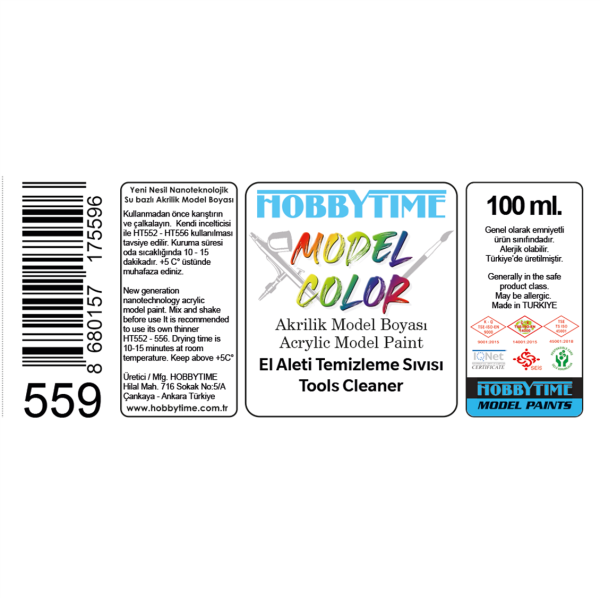 Hobbytime 559 100 ml. El Aleti Temizleme Sıvısı (Tools Cleaner) - Görsel 2