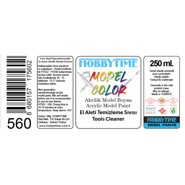 Hobbytime 560 250 ml. El Aleti Temizleme Sıvısı (Tools Cleaner) - Görsel 2