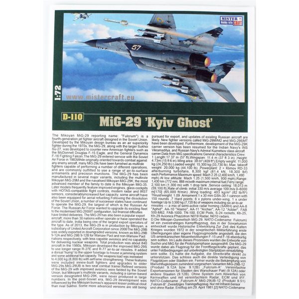 Mistercraft D110 1772 MIG-29 - Görsel 3