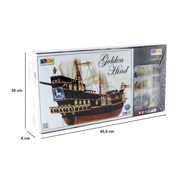 Occre 12003 1/85 Ölçek, Golden Hint, 64 cm. Yelkenli İngiliz Keşif Gemisi, Ahşap Model Kiti - Görsel 5