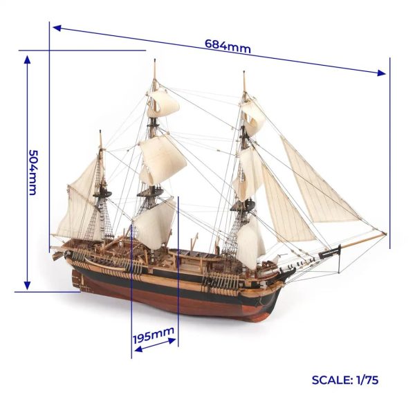 Occre 12009 1/75 Ölçek, HMS Erebus, 68 cm. Yelkenli ve Buharlı Keşif Gemisi, Ahşap Model Kiti - Görsel 5