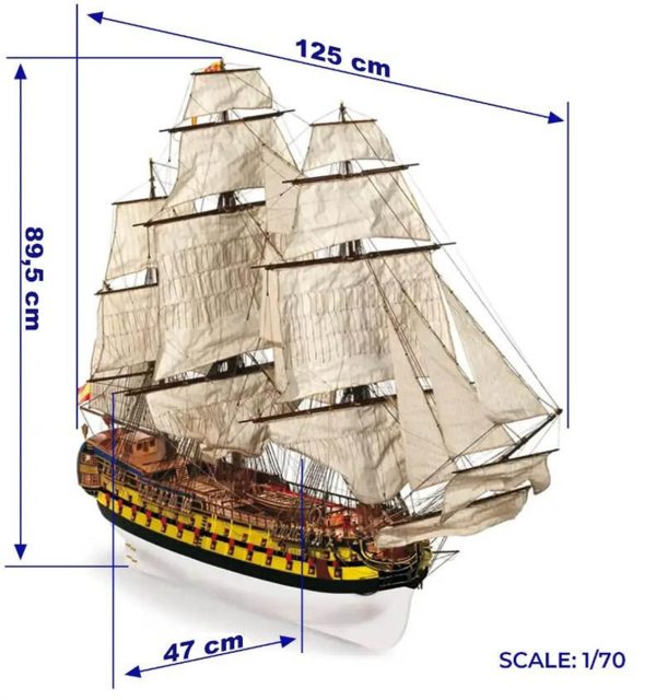 Occre 15004 1/70 Ölçek, San Ildefonso  Yelkenli Tekne Ahşap Model Kiti - Görsel 4