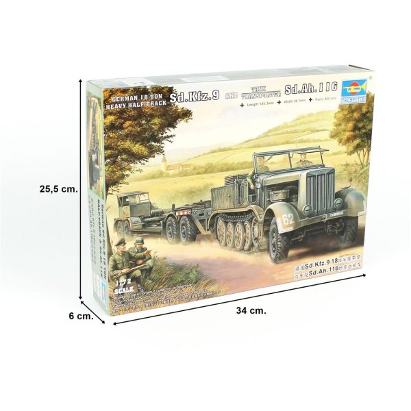 Trumpeter 07275 1/72 Ölçek, Sd.Kfz.9 (18t) Yarı Paletli Araç ve Sd.Ah.116 Dorse, Plastik Model Kiti - Görsel 5