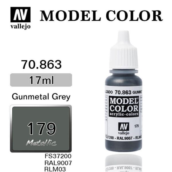 Vallejo 70863 18 ml. (179) Gunmetal Grey-Metallic