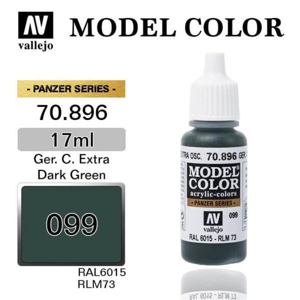 Vallejo 70896 18 ml. (99) Ger. Cam. Extra Dark Green-Matt