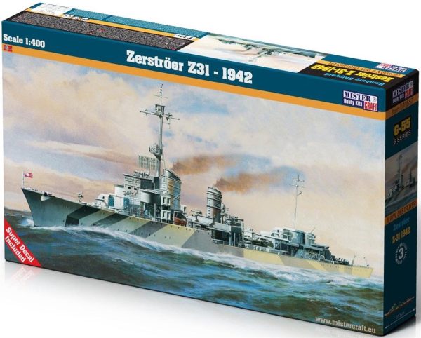 Mistercraft G055 1/400 Zerströer Z31 1942 Zırhlı Gemi Plastik Model Kiti